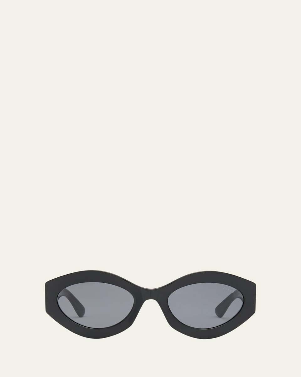 Logo Acetate & Metal Oval Sunglasses